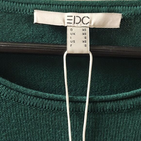 New With Tags Size XS EDC By Esprit Dark Green Long Sleeve Round Neck‎ Dress - Picture 8 of 14